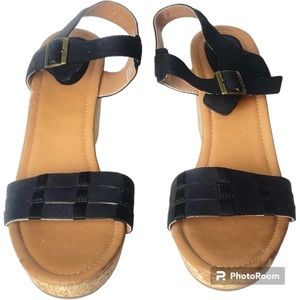 Sperry Top-Sider Women's Leather Wedge Sandle Black Size 12